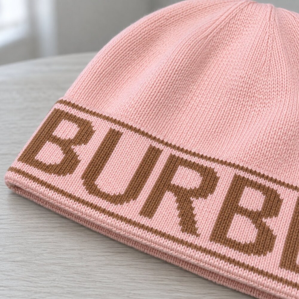 Burberry Pink Logo Knit Beanie - Picture 5 of 6
